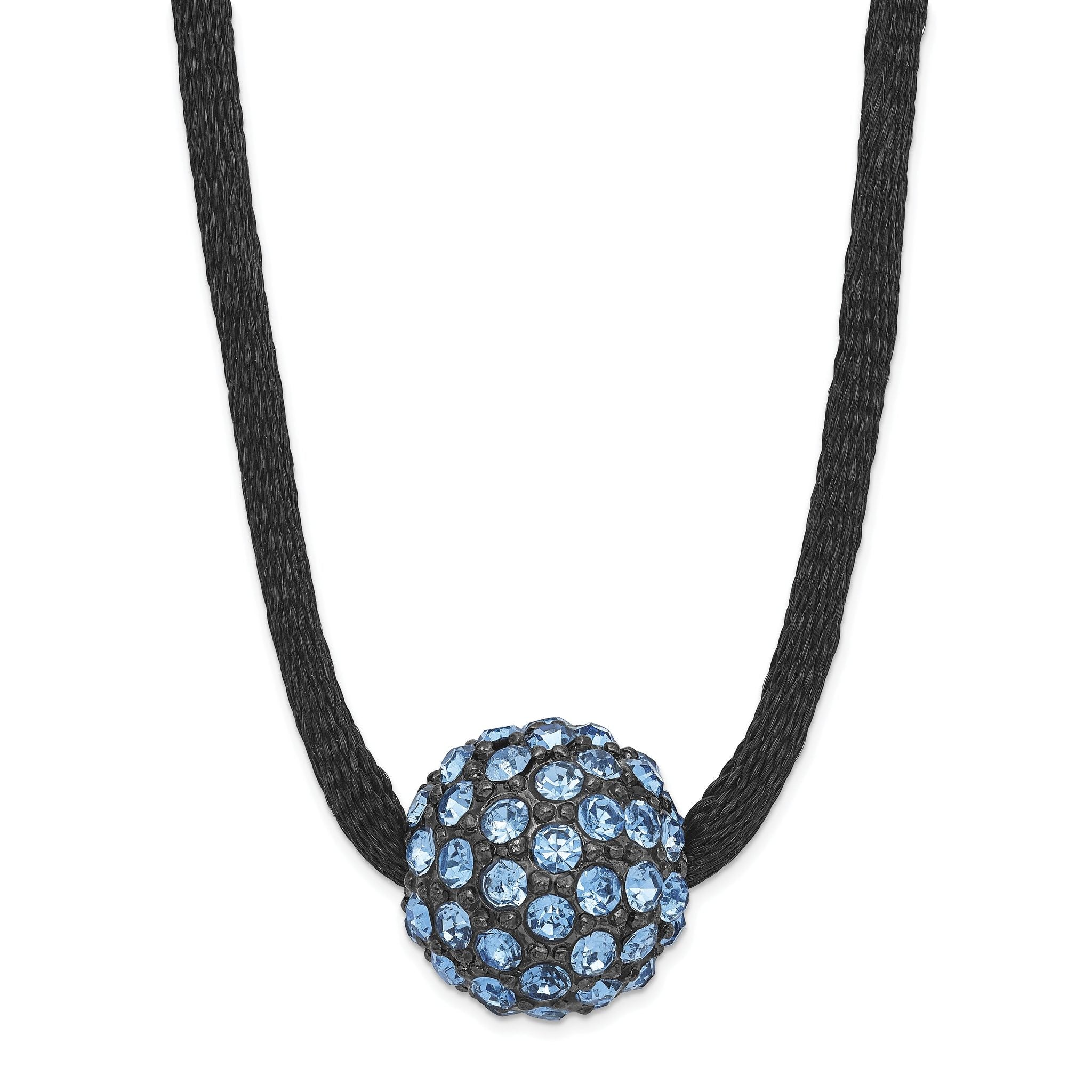Blue Glass Bead Necklace in Black-Plated Fashion Metal Main image