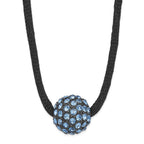 Blue Glass Bead Necklace in Black-Plated Fashion Metal