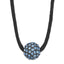Blue Glass Bead Necklace in Black-Plated Fashion Metal