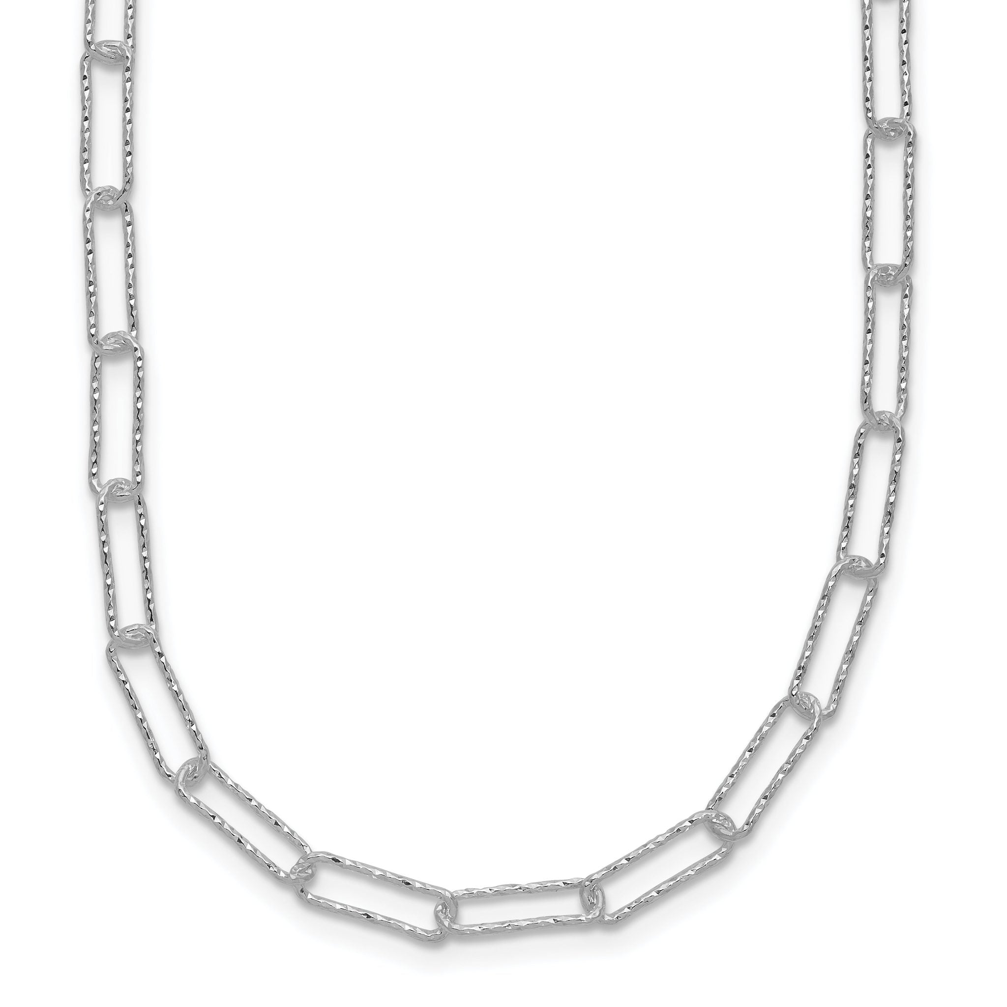 Sterling Silver Diamond Cut Fancy Open Link w/1.5 in ext. Necklace Main image