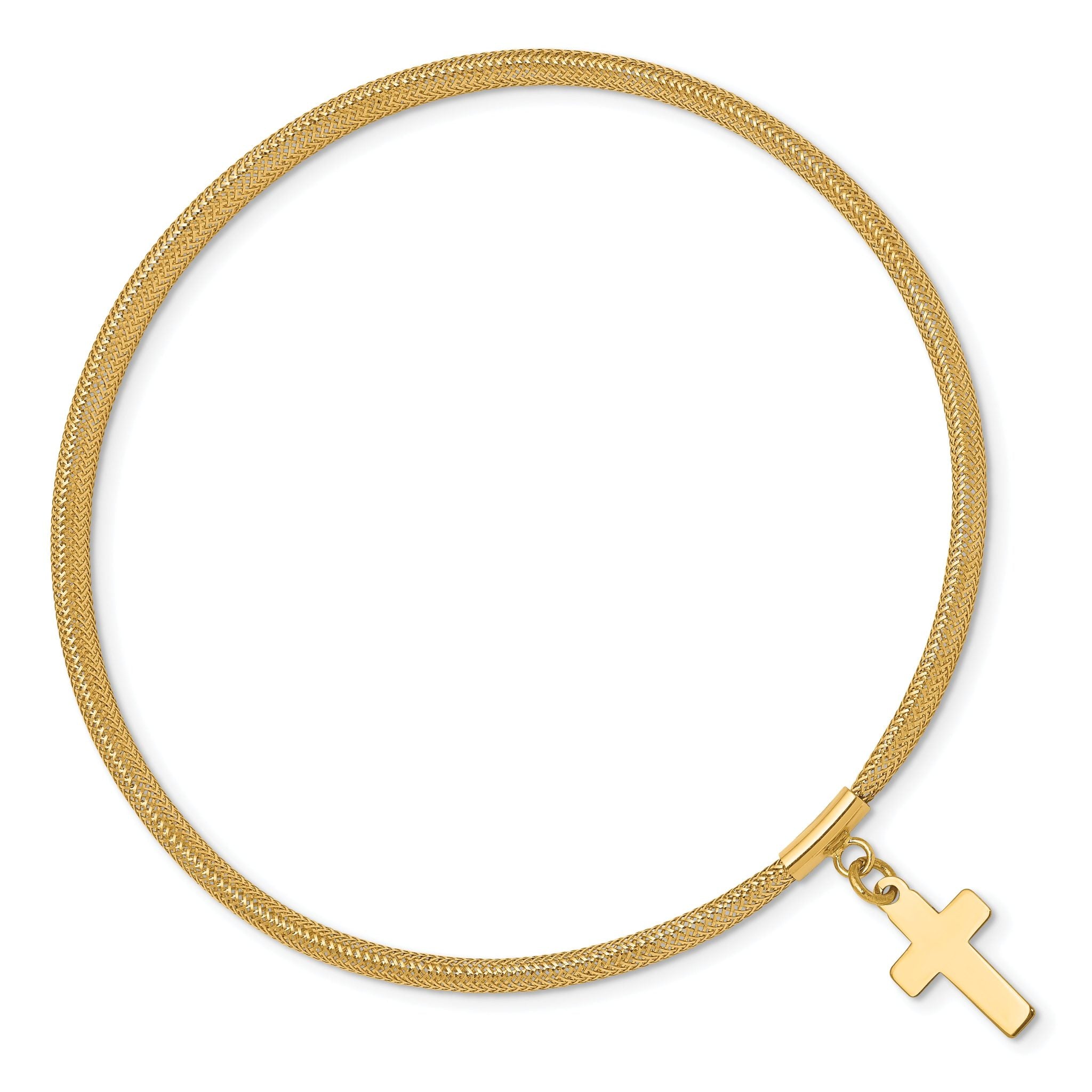 10k Mesh Cross Dangle Stretch Bracelet Secondary image