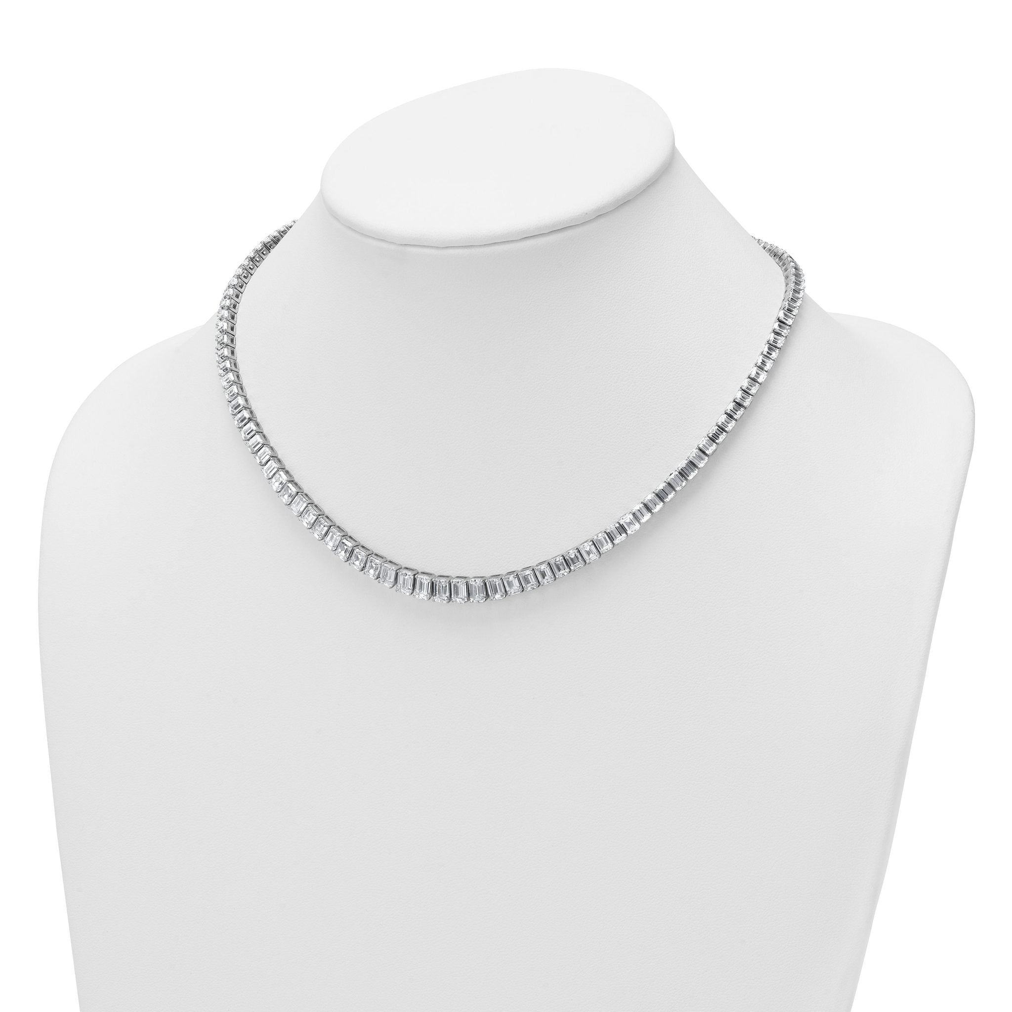14k White Gold 29 1/6 carat Certified Lab Grown Diamond VS/SI+ G+ Complete 17 inch Emerald Graduated Tennis Necklace