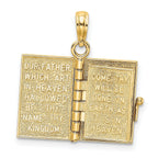 10K Yellow Gold 3-D Moveable Pages Holy Bible w/ Lords Prayer Charm