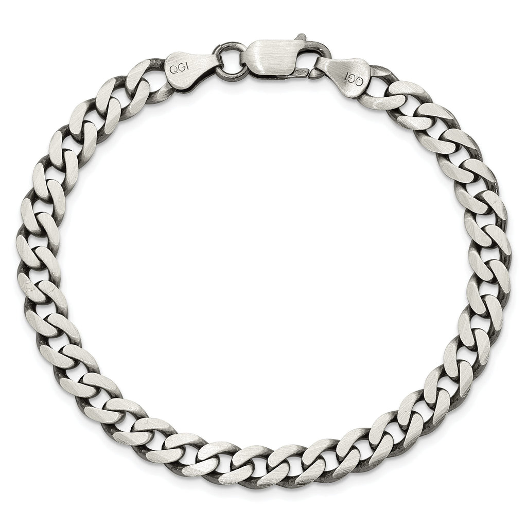 Antiqued Curb Chain Necklace in Sterling Silver, 6.5mm