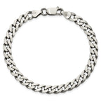 Antiqued Curb Chain Necklace in Sterling Silver, 6.5mm