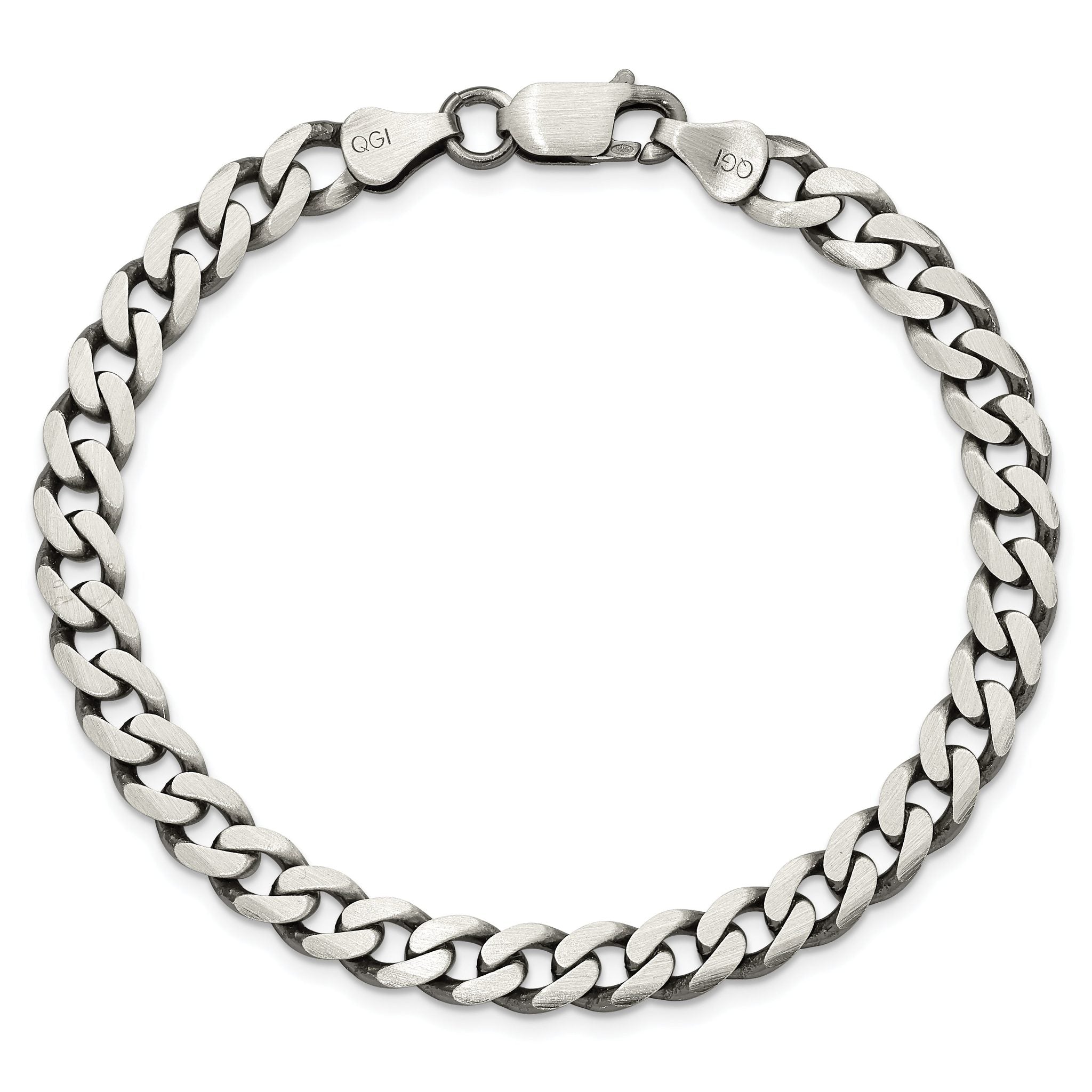 Antiqued Curb Chain Necklace in Sterling Silver, 6.5mm