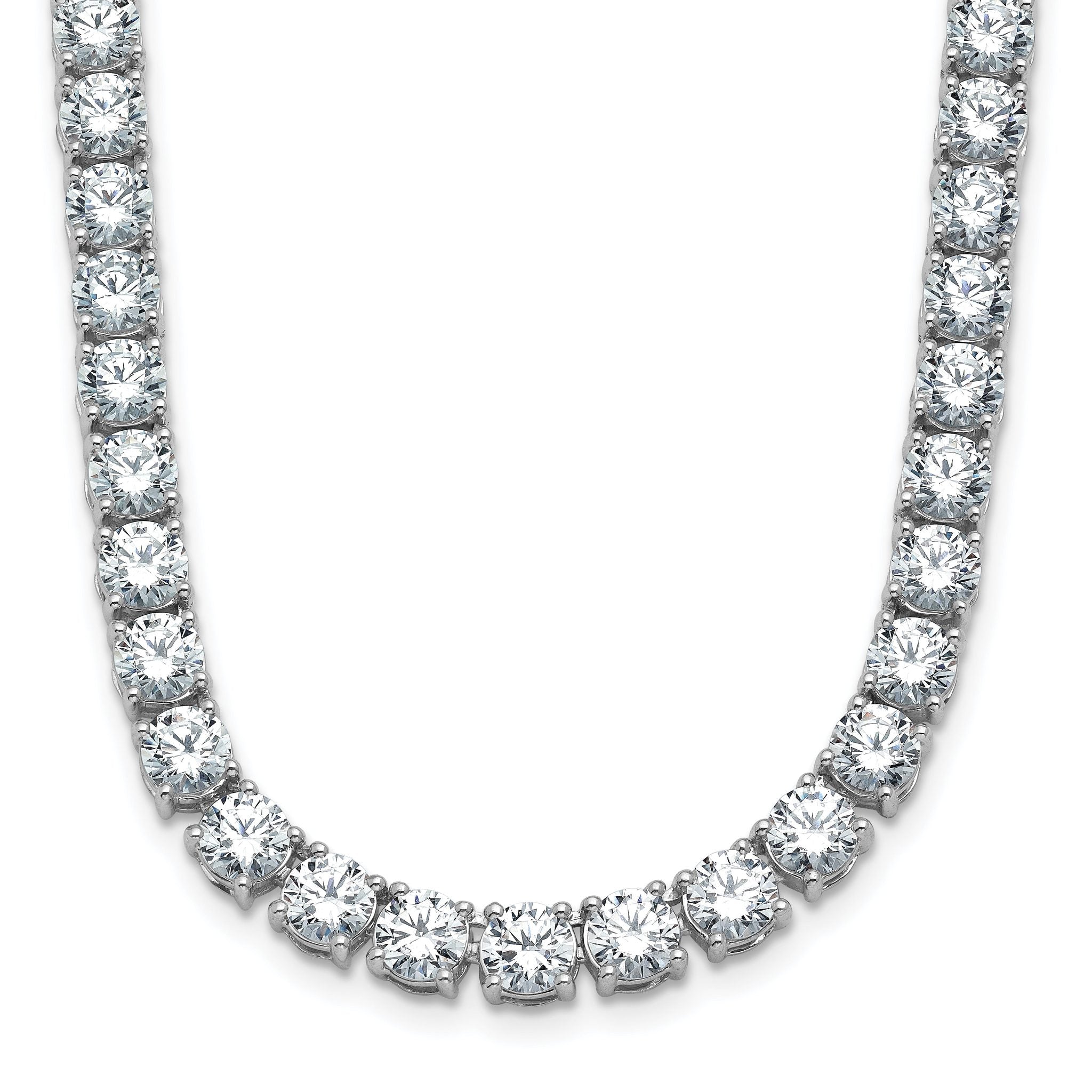 14k White Gold 41 3/4 carat Lab Grown Diamond VS/SI+ G+ Complete Round 22 inch Straight Tennis Necklace Main image
