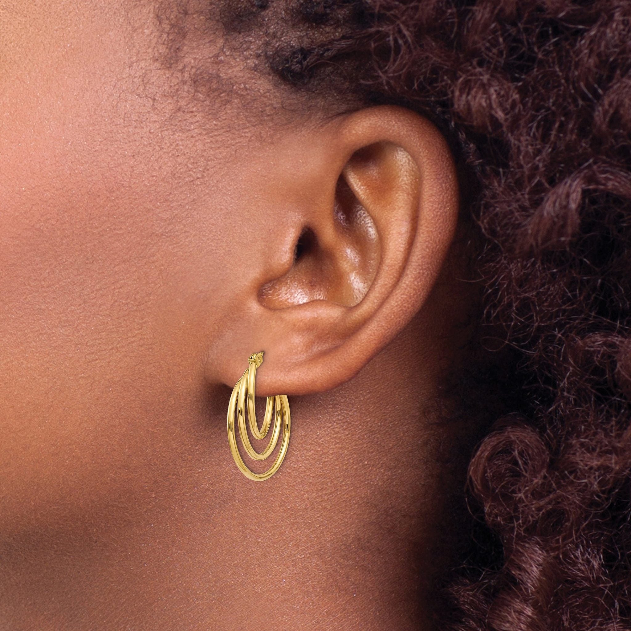 14k Triple Hoop Earrings
