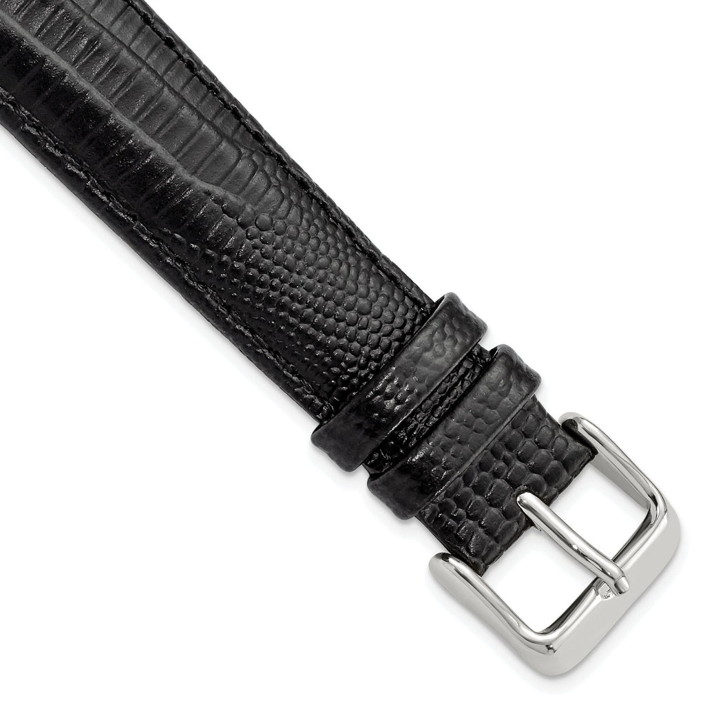 Teju Lizard Grain Leather Watch Band in Black, 16mm