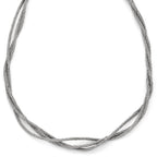 Sterling Silver 925 Three Strand Mesh Necklace with Lobster Clasp