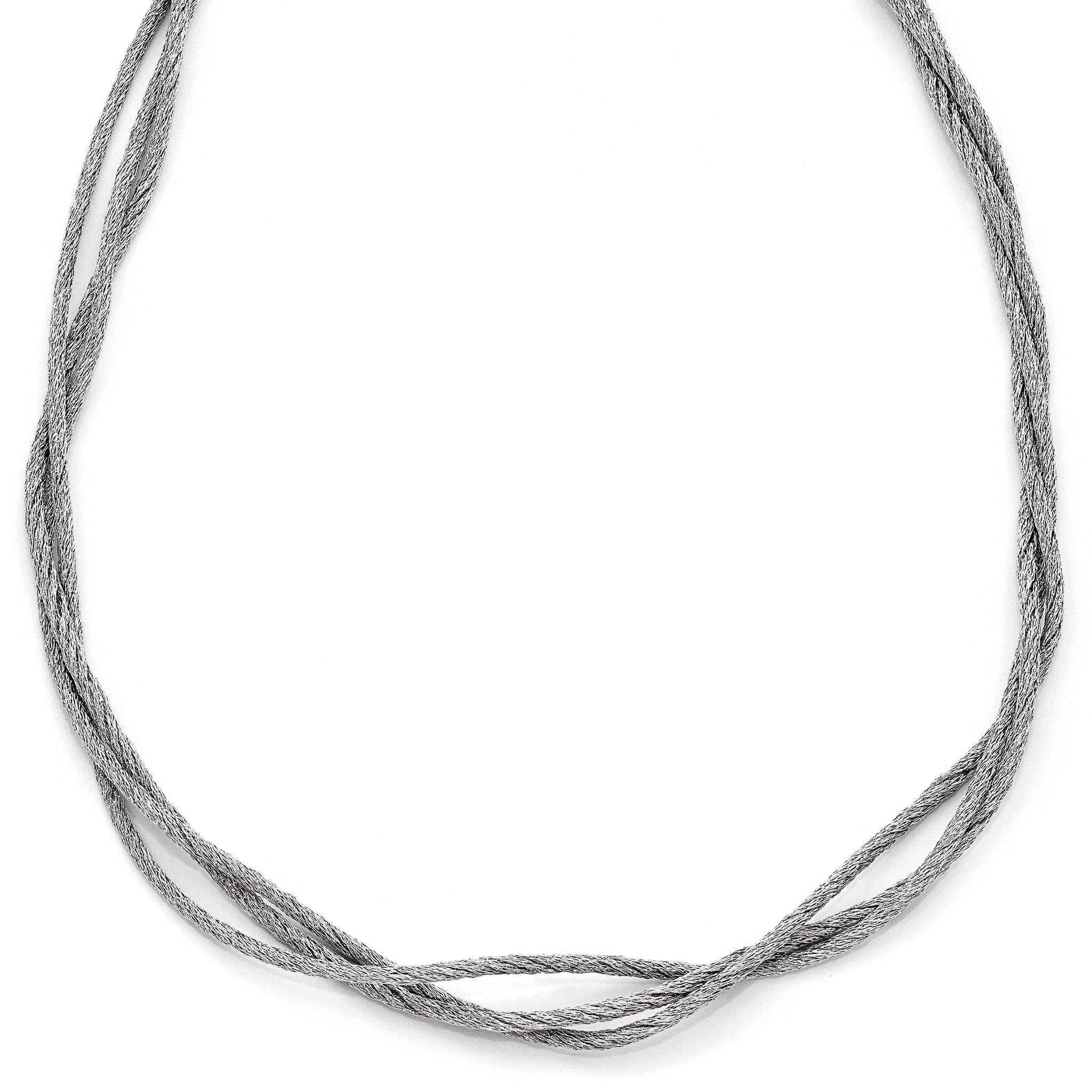 Sterling Silver 925 Three Strand Mesh Necklace with Lobster Clasp