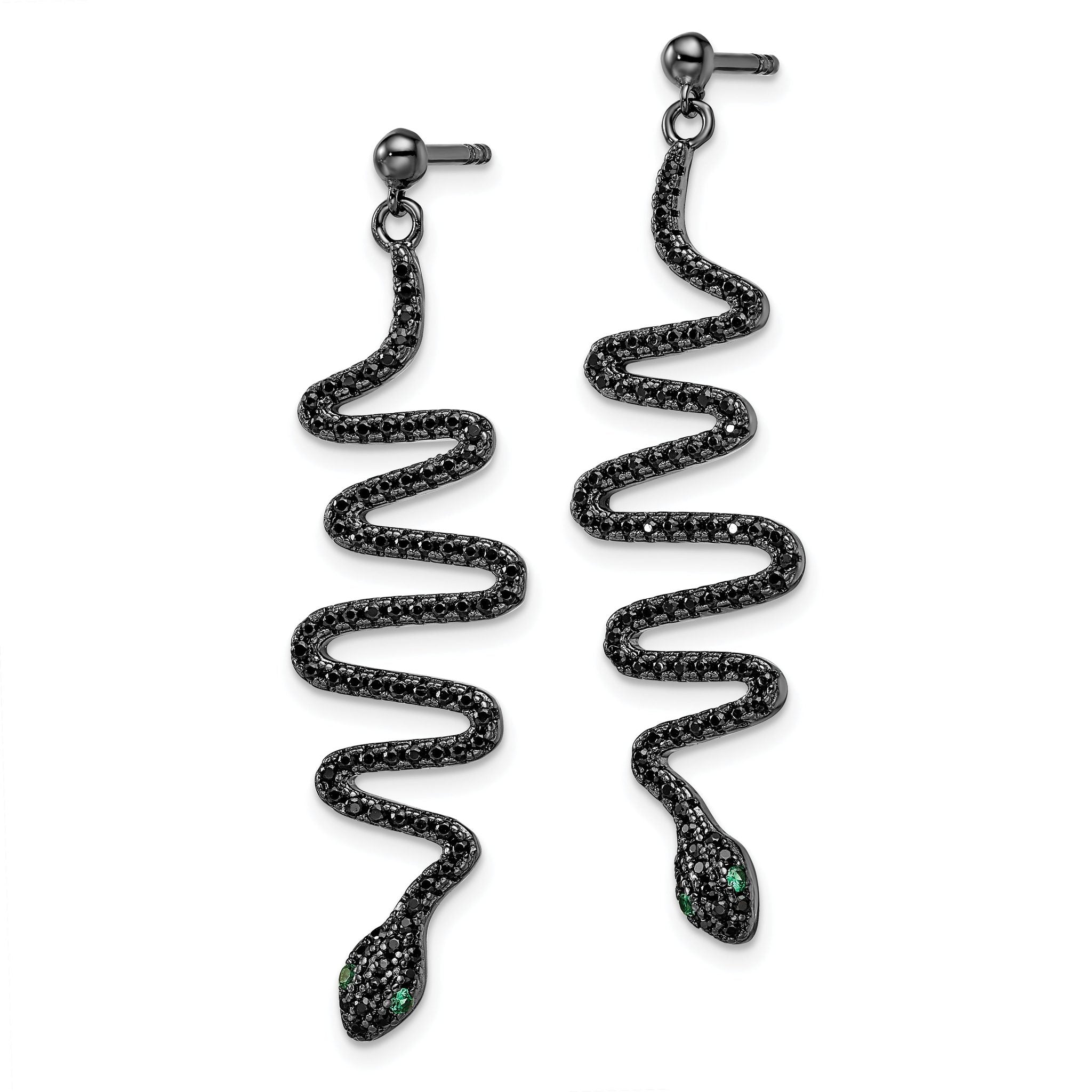 Sophia Jewelers Sterling Silver 170 Stone Spinel Snake Dangle Earrings Secondary image