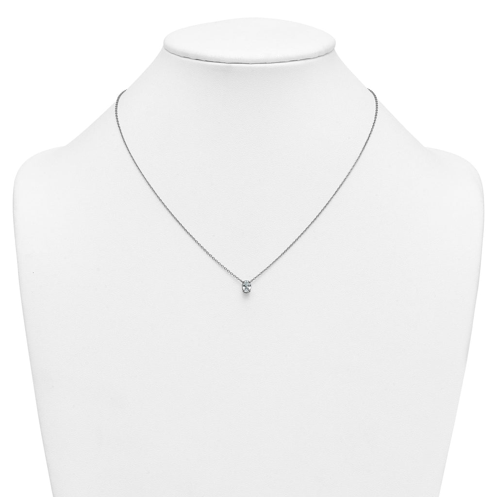 14k White Gold 1/2 carat Lab Grown Diamond VS+ F+ Oval Complete Bezel Set Chain Slide Pendant