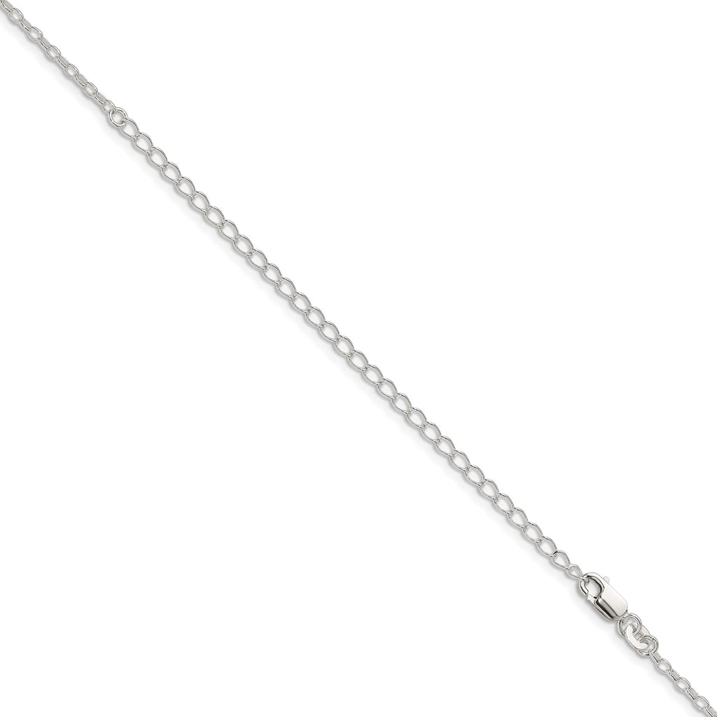 Oval Fancy Rolo Chain Necklace in Sterling Silver