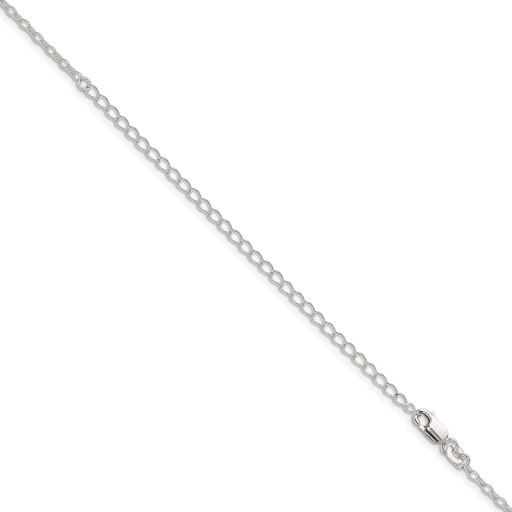 Oval Fancy Rolo Chain Necklace in Sterling Silver
