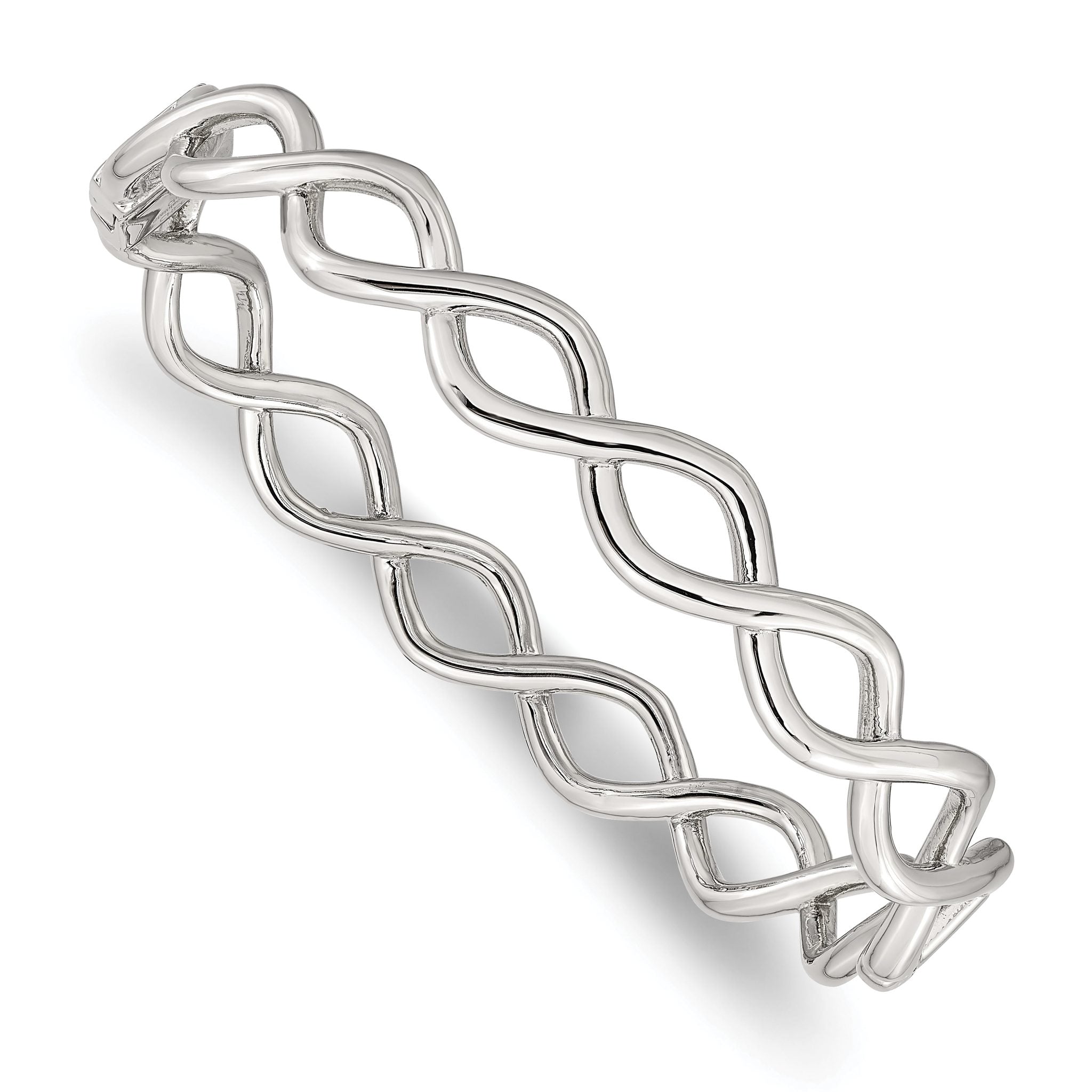 Stainless Steel Polished Criss Cross Hinged Bangle Bracelet for Women Main image