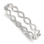 Stainless Steel Polished Criss Cross Hinged Bangle Bracelet for Women
