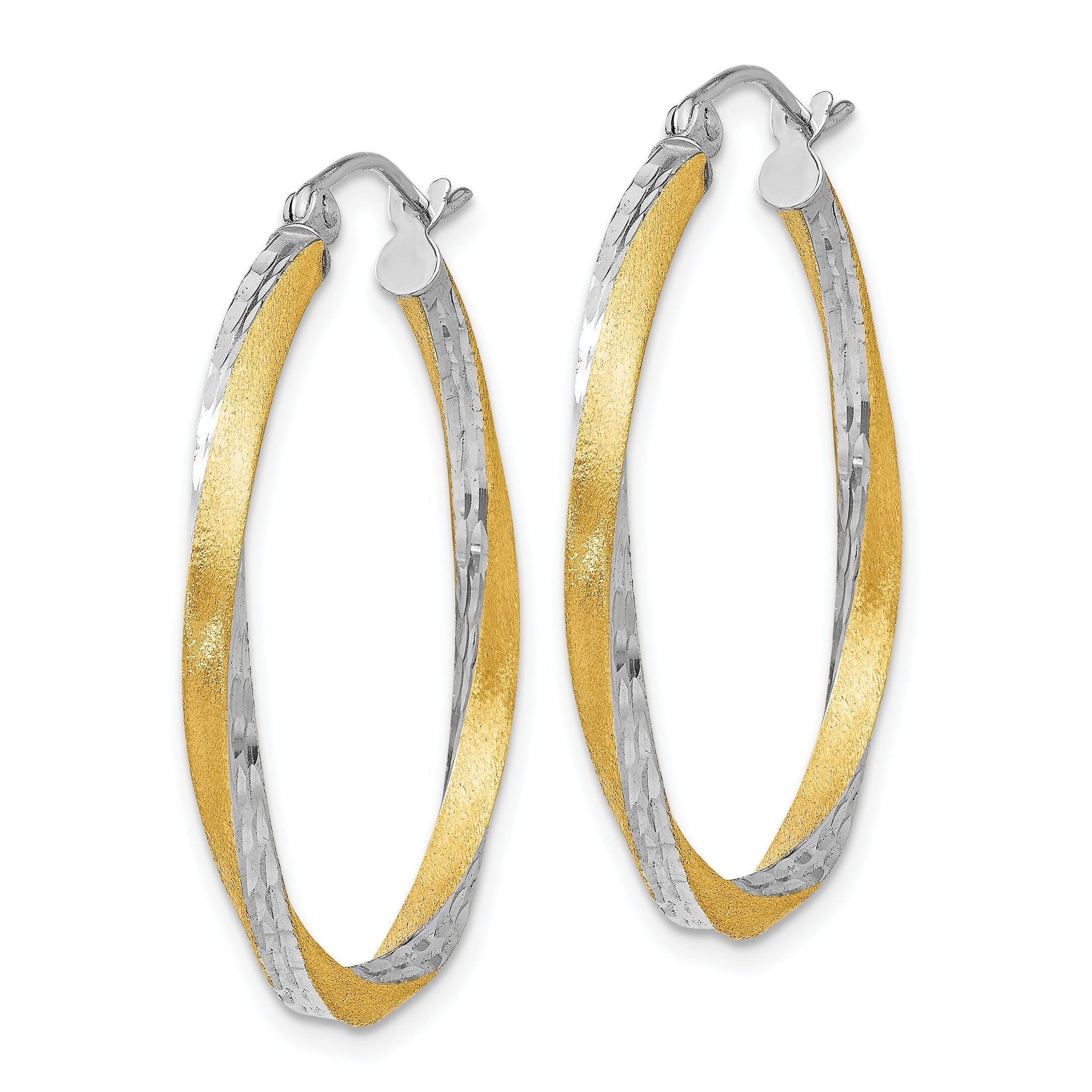 14k & Rhodium Diamond-cut 2.5mm Twisted Hoop Earrings Secondary image