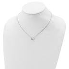 Sterling Silver Rhodium Plated Clear Crystal 16.5 inch Necklace with 2 inch extension