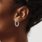 Stainless Steel Polished Hinged Lab-Created Crystal Huggie Hoop Earrings