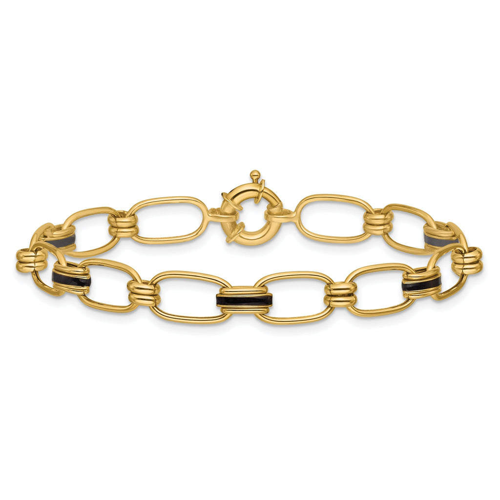 14K w/Enamel Polished Fancy Oval Link Bracelet