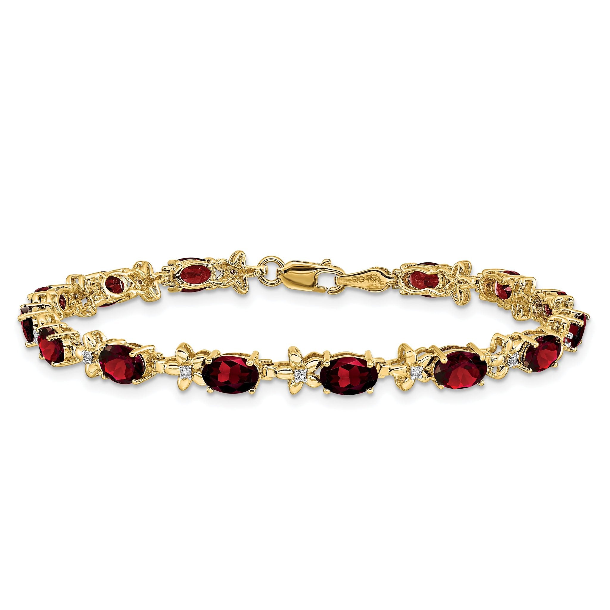 14k Floral Diamond and Garnet Bracelet
