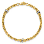 14K Two-tone CZ Polished Fancy Link Bracelet
