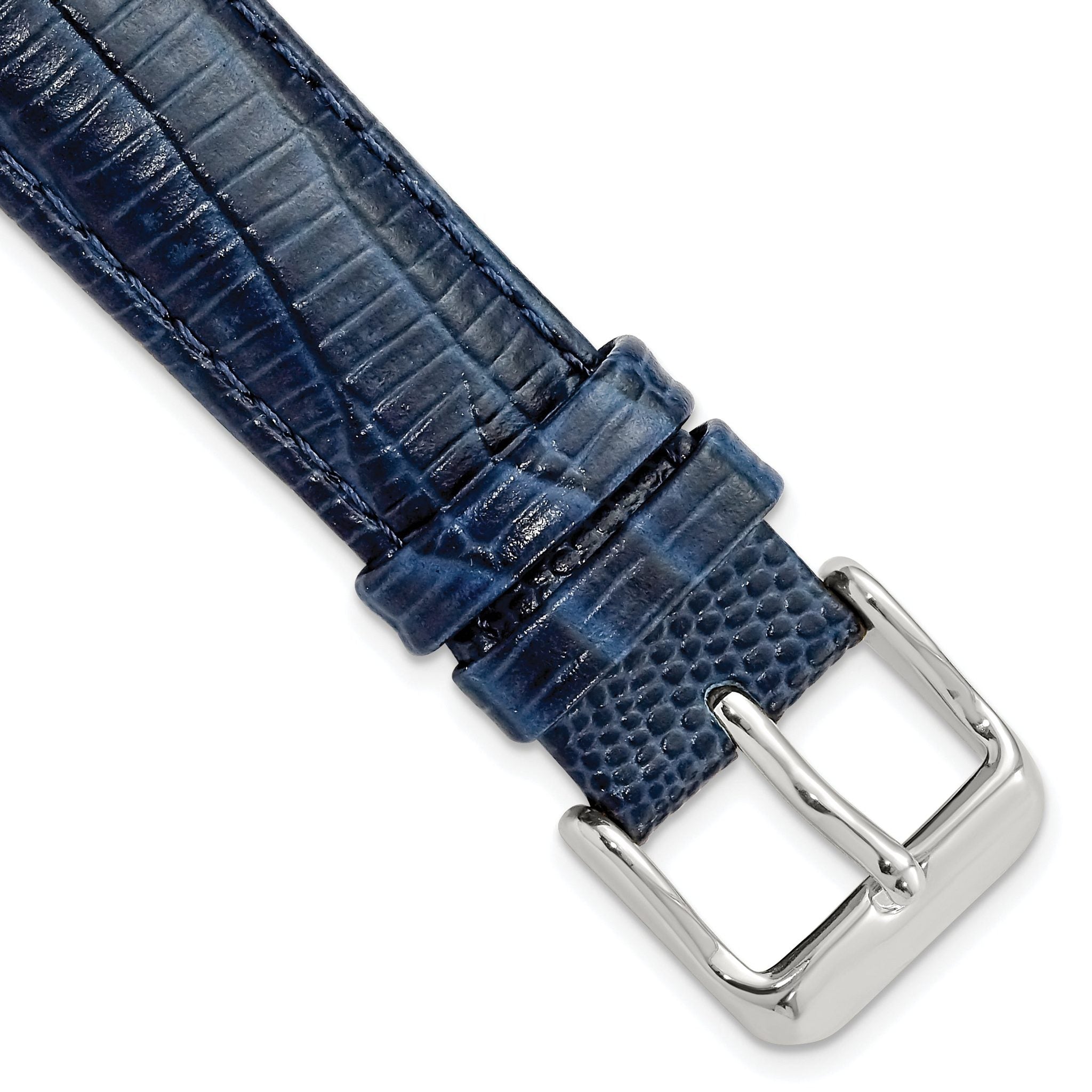 Navy Teju Lizard Grain Leather Watch Band, 14mm