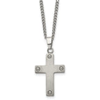Sophia Jewelers Men's Titanium Brushed Cross Necklace Gift Ready