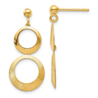 14K Gold Polished Dangle Earrings with Scratch Finish  Elegant Laser-Cut Design
