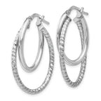 Sophia Jewelers: Polished Diamond-Cut Sterling Silver Oval Hoop Earrings