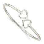 Sterling Silver 925 Women's Heart Cuff Bracelet with Polished Finish