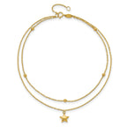 10K Polished 2-Strand Star 9in Plus 2in ext. Anklet