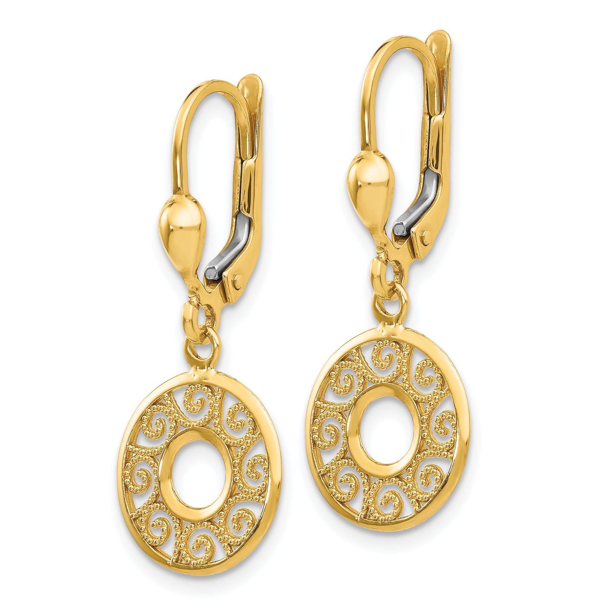14K Leverback Filigree Earrings Secondary image