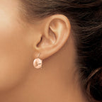 14k Rose Polished 12mm Button Kidney Wire Earrings