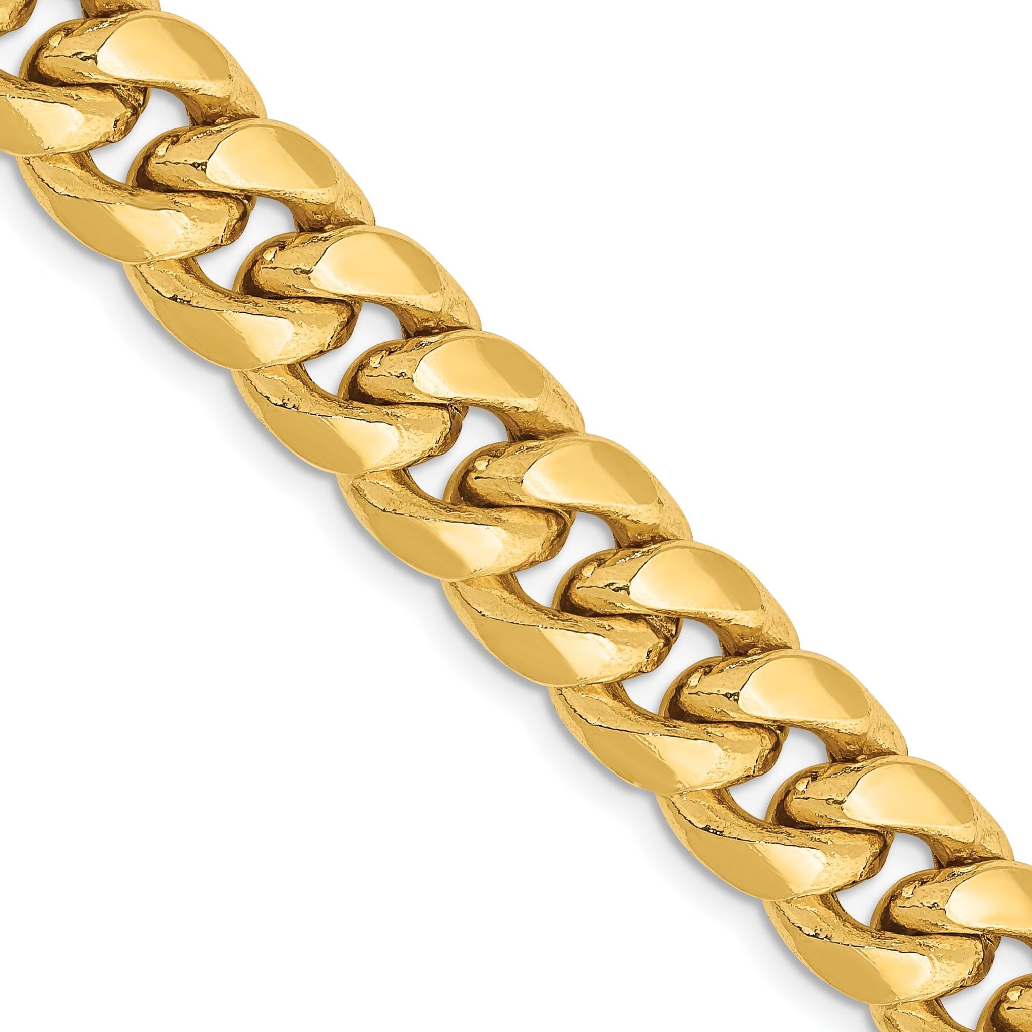 14K 8 inch 9.3mm Semi-Solid Miami Cuban with Lobster Clasp Bracelet