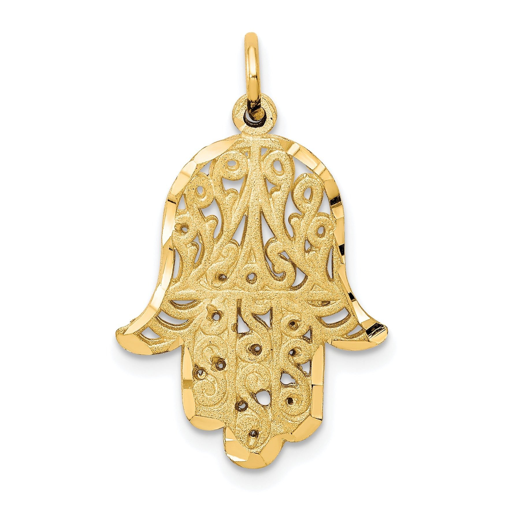 10K Gold Filigree Chamseh Pendant with Polished Finish Elegant and Solid Design Main image