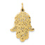 10K Gold Filigree Chamseh Pendant with Polished Finish Elegant and Solid Design