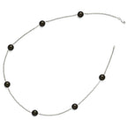 Sterling Silver 925 Beaded Necklace with 10-11mm Black Shell Pearls for Elegant Style