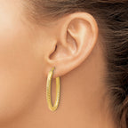 10K ForeverLite Polished and Textured Oval Hoop Earrings