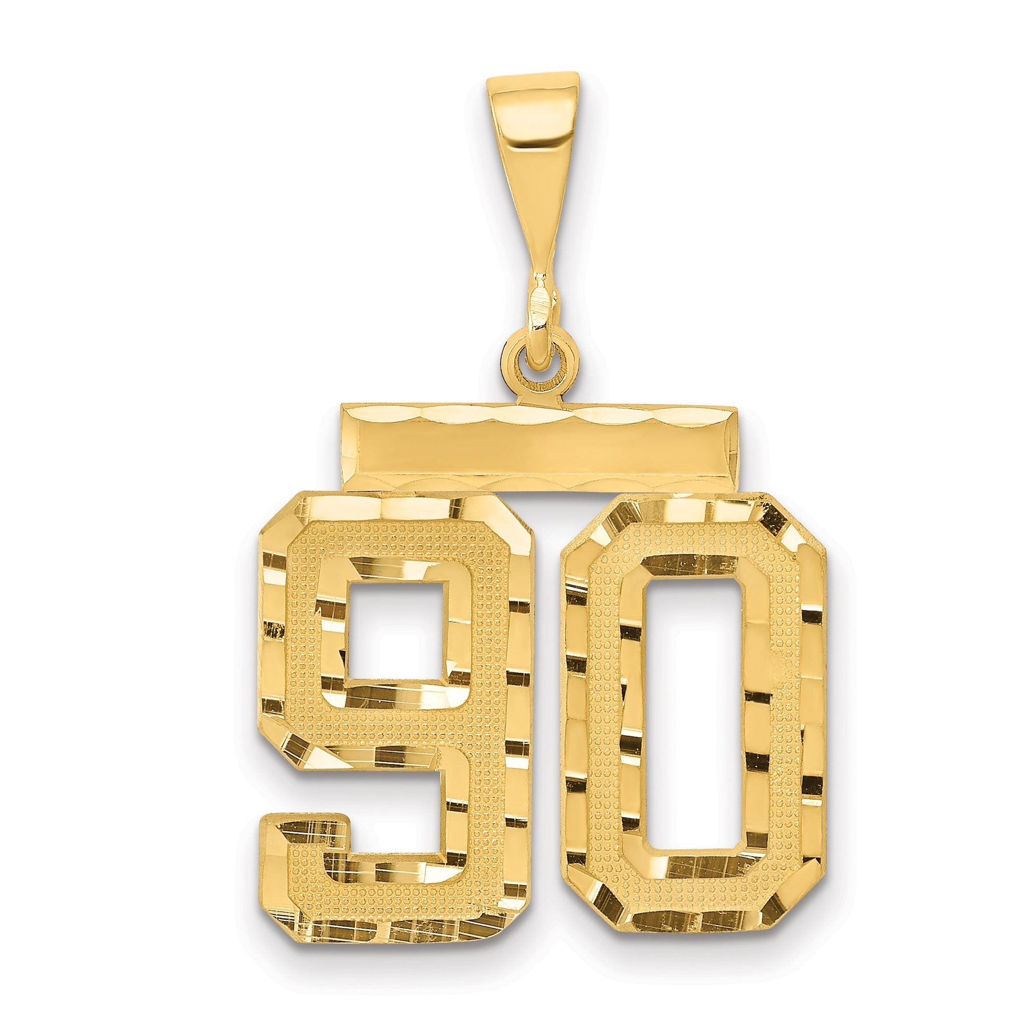 14K Gold Diamond-Cut Number 90 Charm  Polished Medium Themed Pendant Main image