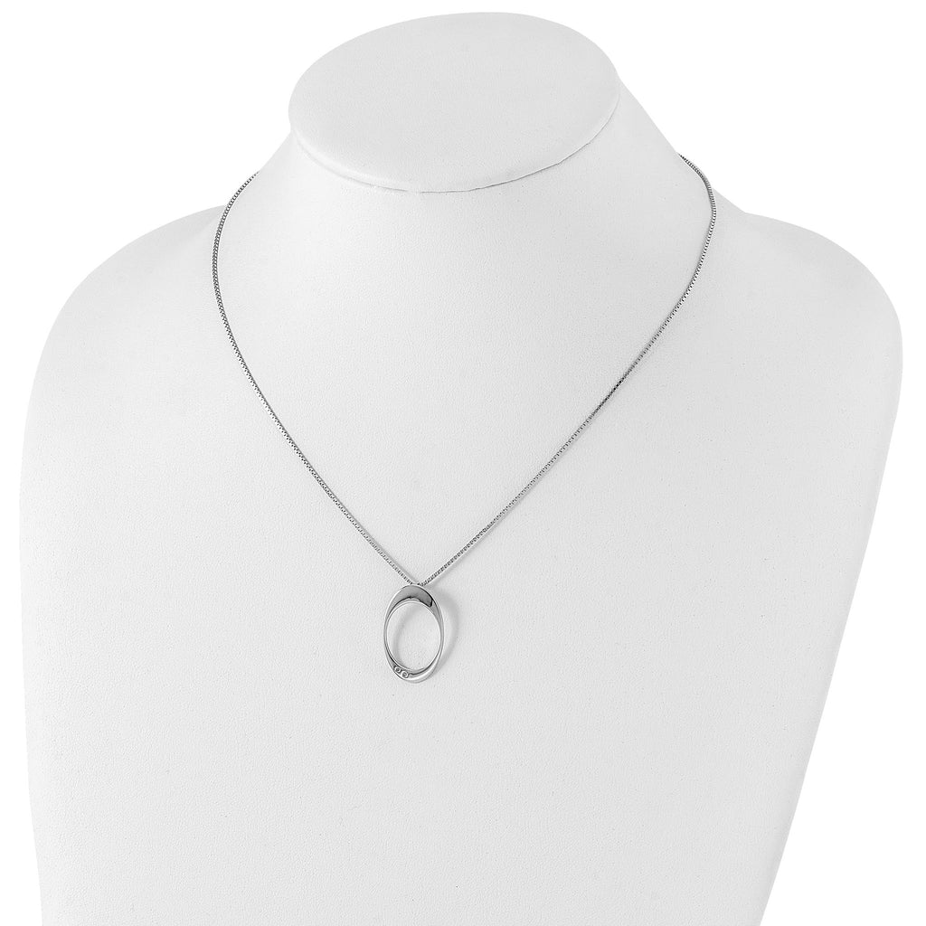 White Ice Sterling Silver Diamond Oval Pendant Necklace with Gift Box