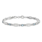Sterling Silver Rhodium-plated Aquamarine and Diamond Bracelet