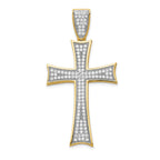 14K Gold Large Cross Pendant with Rhodium, Micro Pave CZ, Elegant Design