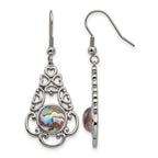 Stainless Steel Polished Filigree Drop Dangle Earrings for Women