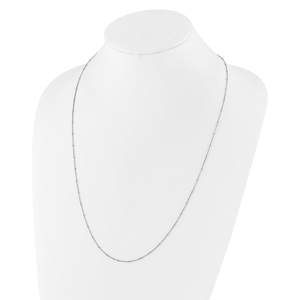 Sterling Silver RH-plt Adjustable 1.5mm Beaded D/C Box Chain