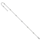 14k White Gold Complete 1/8 carat Bezel-set Diamond and Cable Chain 7-Station 9 inch Anklet