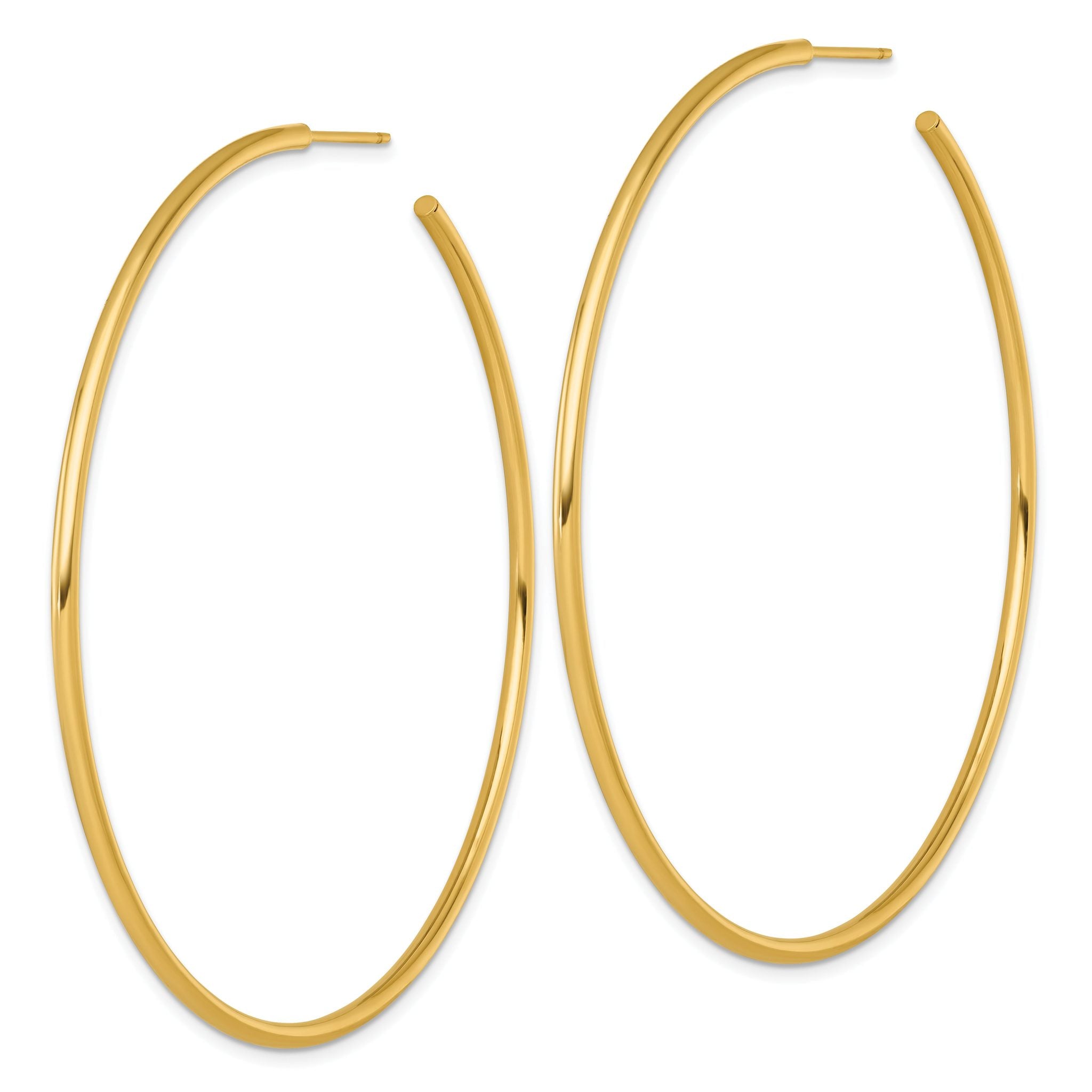 14k Polished 2.0 x 70mm Tube C-Hoop Post Earrings Secondary image