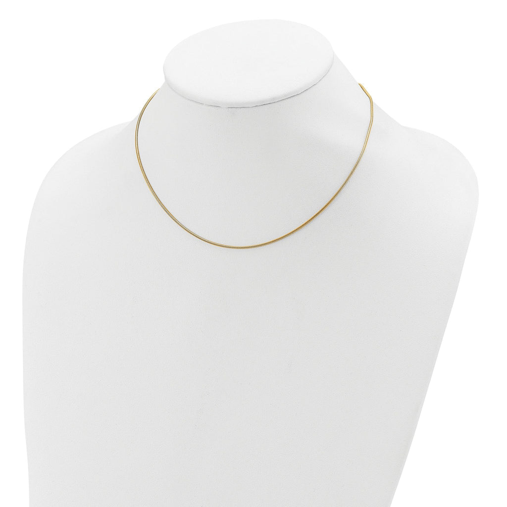 SS Gold-plat 1.1mm Round Snake 1in+1in Adjustable Chain