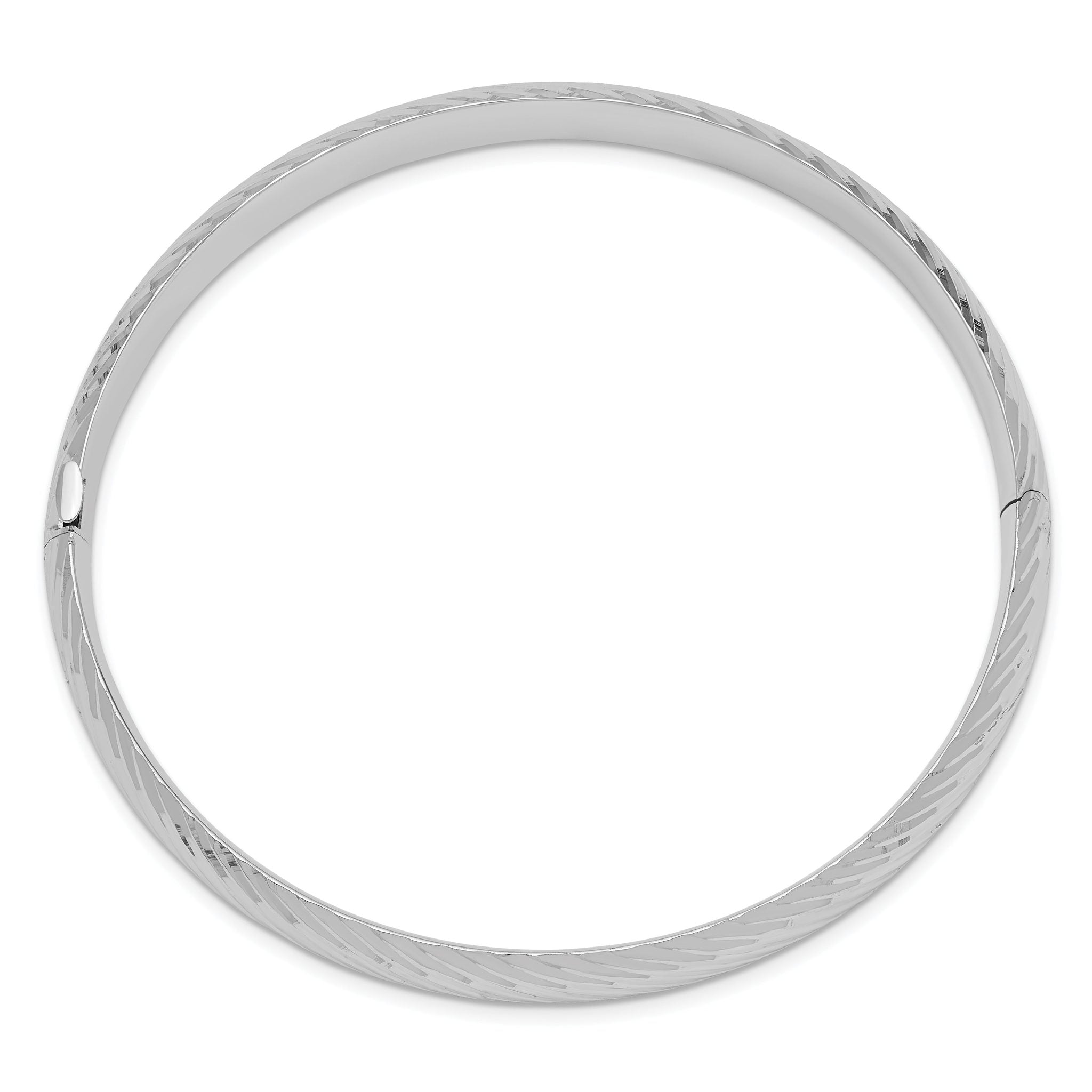 14k White Gold 5/16 Textured Hinged Bangle Secondary image